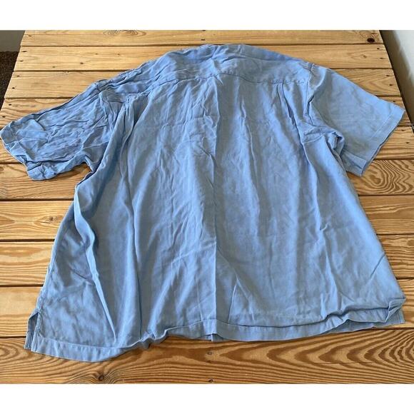 Tommy Bahama Silk Button Up Shirt Size 2XL Men’s Blue Short Sleeve - Picture 2 of 6